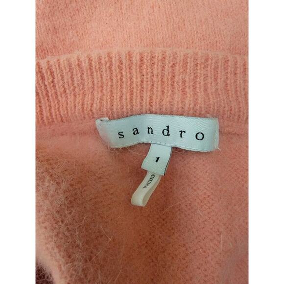 SANDRO Sweater Womens Size 1 Small Angora Blend Pullover Crewneck High Low - Picture 7 of 9
